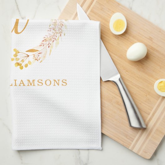 Fall Floral Wasserfarbe Rustikale Personalisierte  Geschirrtuch (Viertel Falte)