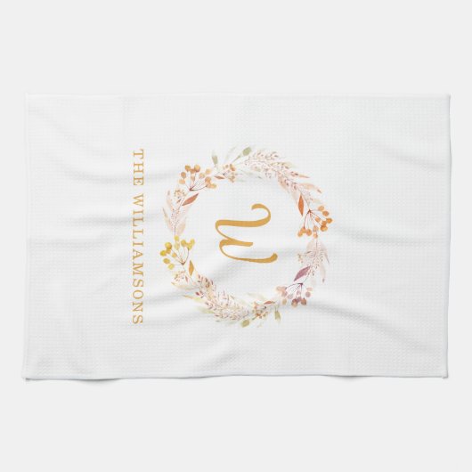 Fall Floral Wasserfarbe Rustikale Personalisierte Geschirrtuch (Horizontal)