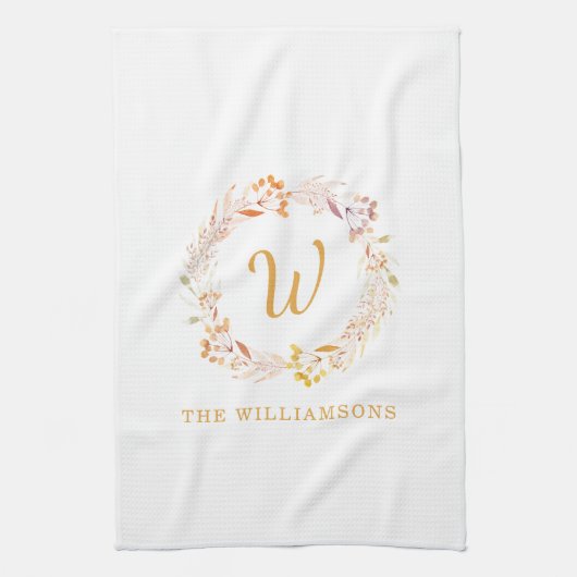 Fall Floral Wasserfarbe Rustikale Personalisierte  Geschirrtuch (Vertikal)