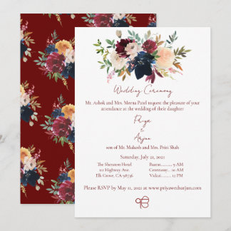 Fall Floral Watercolor Sikh Ik Onkar Hochzeit Einladung