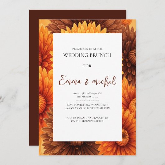 Fall Floral Wedding Brunch Einladung (Vorne/Hinten)