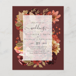 Fall Floral Wedding - Burgund Orange BUDGET Flyer