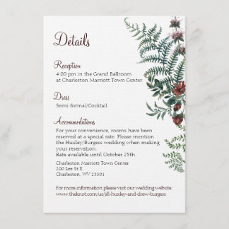 Fall Floral Wedding Details Card Einladung