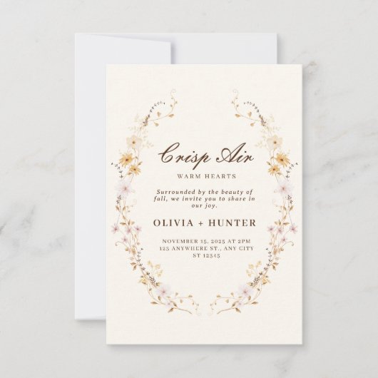 Fall Floral Wedding Einladung (Vorderseite)