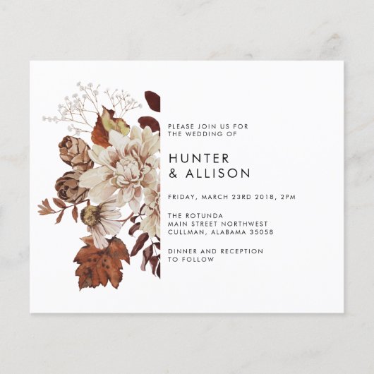 Fall Floral Wedding Einladung Flyer (Vorderseite)