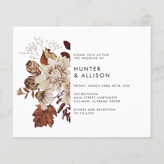 Fall Floral Wedding Einladung Flyer (Vorne)