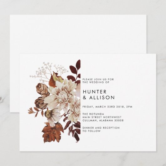 Fall Floral Wedding Einladung Flyer (Vorne/Hinten)