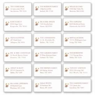 Fall Floral Wedding Guest Name Address Aufkleber