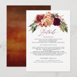 Fall Floral Wedding Information Enclosure Card Begleitkarte