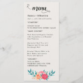 Fall Floral  Wedding Menu Menükarte (Vorderseite)