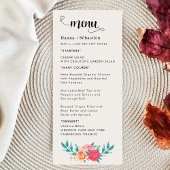 Fall Floral  Wedding Menu Menükarte