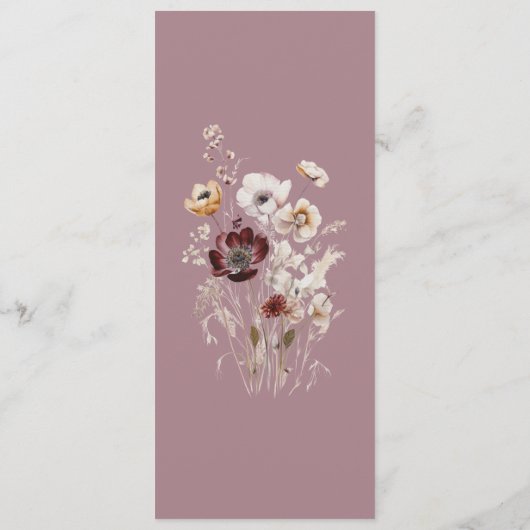 Fall Floral Wedding Menükarte (Rückseite)