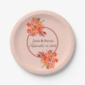 Fall Floral Wedding Orange Gold Brown Pappteller (Vorderseite)