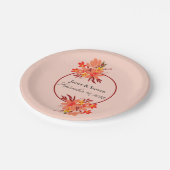 Fall Floral Wedding Orange Gold Brown Pappteller (Schrägansicht)