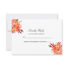 Fall Floral Wedding Orange Gold Tan Wedding RSVP