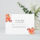 Fall Floral Wedding Orange Gold Tan Wedding RSVP Karte (Stehend Vorderseite)