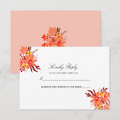Fall Floral Wedding Orange Gold Tan Wedding RSVP Karte (Vorne/Hinten)