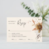 Fall Floral Wedding RSVP Card (Stehend Vorderseite)