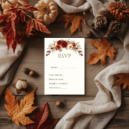Fall Floral Wedding RSVP Card Karte