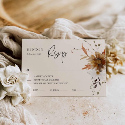 Fall Floral Wedding RSVP Card Karte