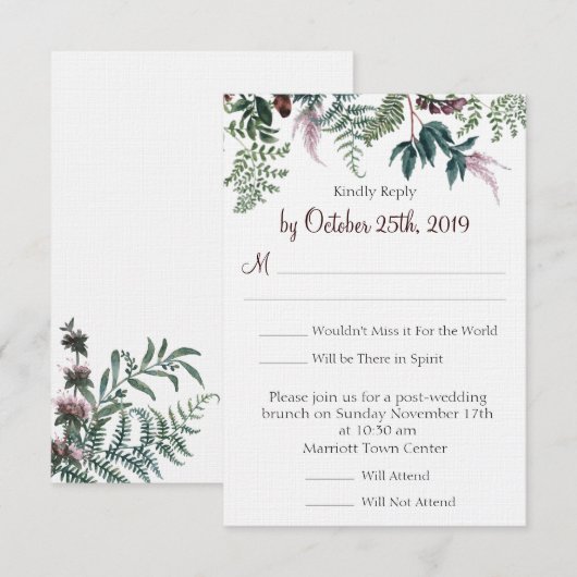 Fall Floral Wedding RSVP Einladung (Vorne/Hinten)