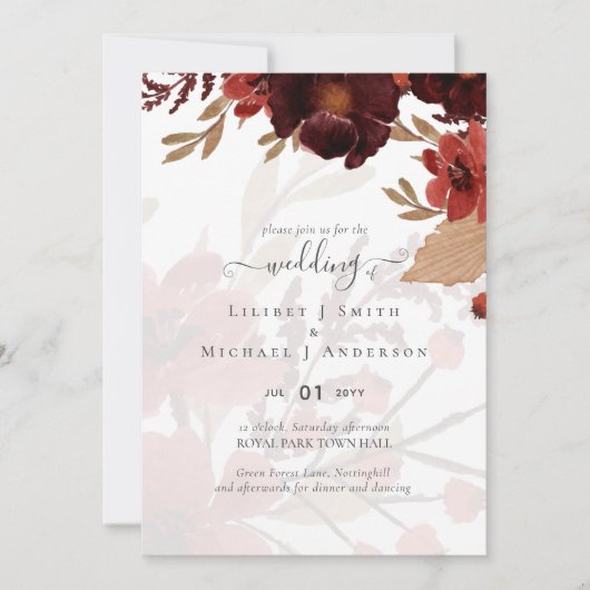 Fall Floral Wedding Suite Terracotta Burgundy Red (Vorderseite)