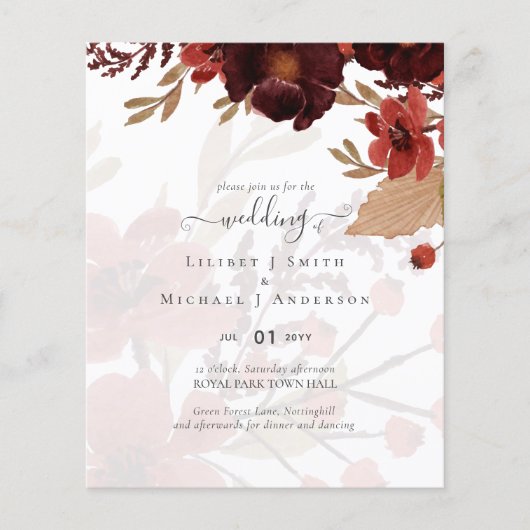 Fall Floral Wedding Suite Terracotta Burgundy Red (Vorderseite)