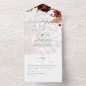 Fall Floral Wedding Suite Terracotta Burgundy Red All In One Einladung (Innen Boden)