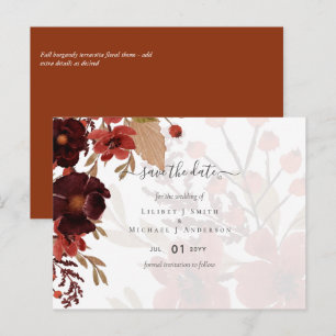 Fall Floral Wedding Suite Terracotta Burgundy Red Postkarte