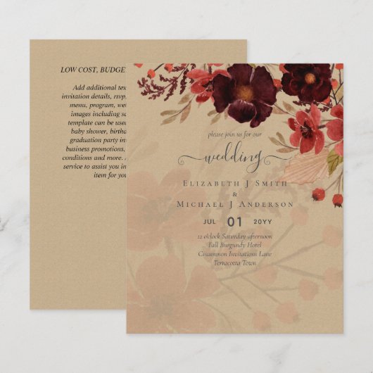 Fall Floral Wedding Terracotta Burgundy Red (Vorne/Hinten)
