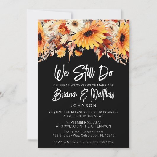 Fall Floral Wedding Vow Erneuerung Einladung (Vorderseite)