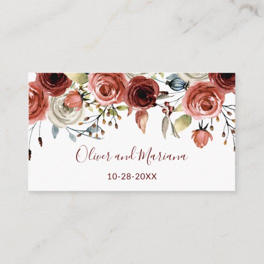 Fall Floral Wedding Website Begleitkarte (Rückseite)