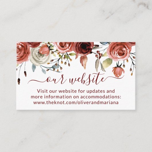 Fall Floral Wedding Website Begleitkarte (Vorderseite)