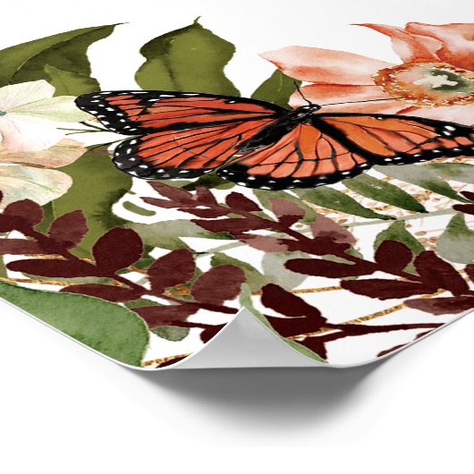 Fall Floral Wedding Welcome Sign Poster (Ecke)