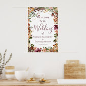 Fall Floral Wedding Welcome Sign Poster (Küche)