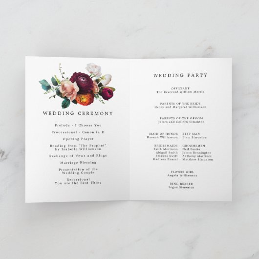 Fall Floral Wedlet Booklet Programm (Innenseite)