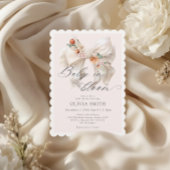 Fall Floral White Bow Baby in Bloom Baby Dusche Einladung