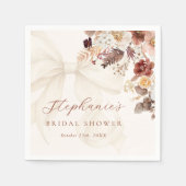 Fall Floral White Bow Brautparty Serviette (Vorderseite)