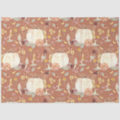 Fall Floral White Pumpkin Mushroom Rust Dekoupage Seidenpapier (Vorderseite)