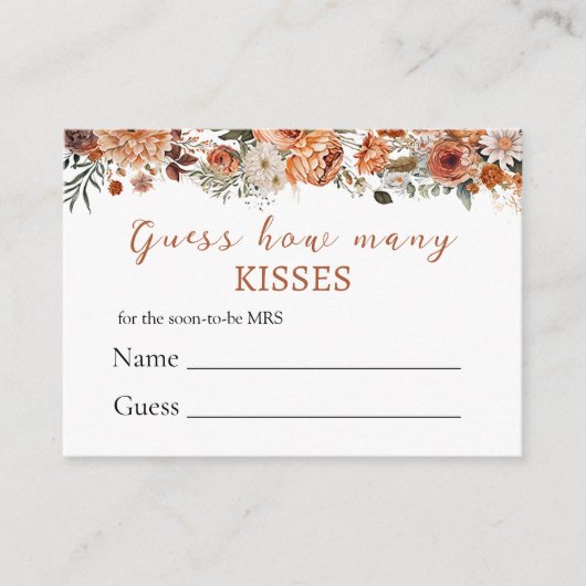 Fall Floral Wie viele Kisses Brautparty Card Begleitkarte (Vorderseite)