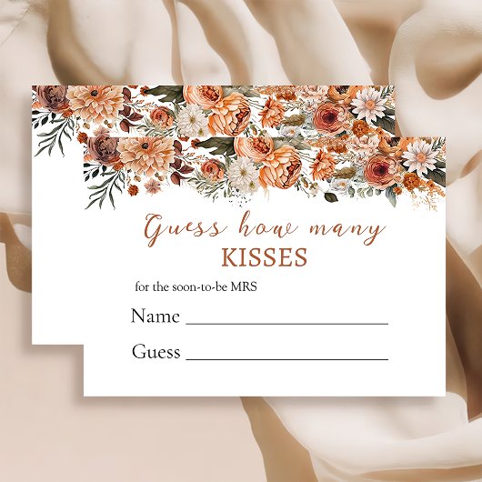 Fall Floral Wie viele Kisses Brautparty Card Begleitkarte