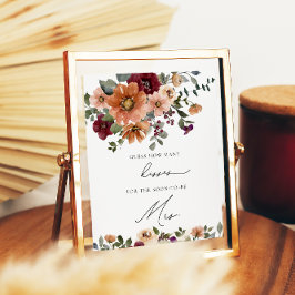 Fall Floral Wie viele Kisses Brautparty Game Poster