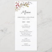 Fall Floral Wildflowers Wedding Reception Menu Menükarte (Vorderseite)