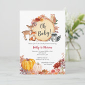 Fall Floral Woodland Babydusche Einladung (Stehend Vorderseite)