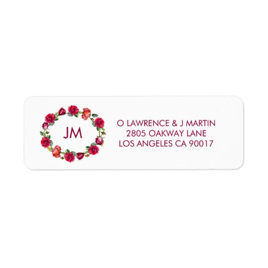 Fall Floral Wreath Monogramm-Adresse (Vorne)