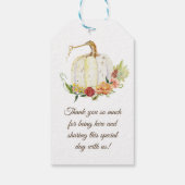 Fall Floral Wreath White Pumpkin Brautparty Geschenkanhänger (Rückseite)