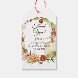 Fall Floral Wreath White Pumpkin Brautparty Gif Geschenkanhänger