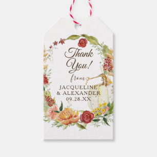 Fall Floral Wreath White Pumpkin Brautparty Gif Geschenkanhänger
