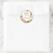Fall Floral Wreath White Pumpkin Brautparty Runder Aufkleber (Tasche)