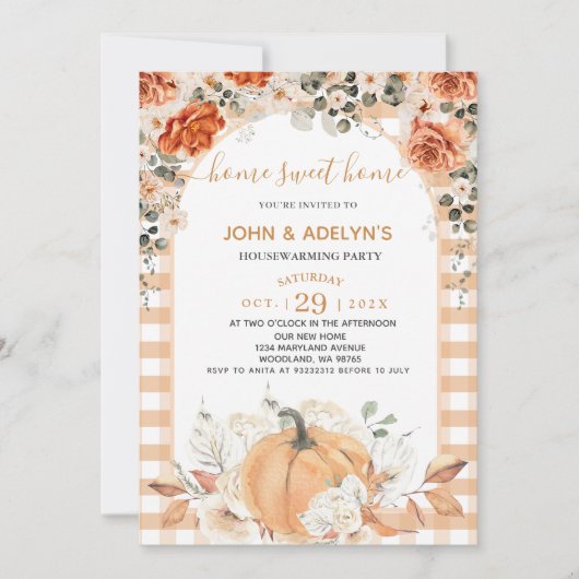 Fall Floral Zuhause Sweet Zuhause House Erwärmung  Einladung (Vorderseite)